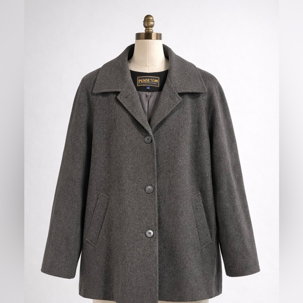 Vintage Pendleton 100% Wool Women's Charcoal Pea Coat